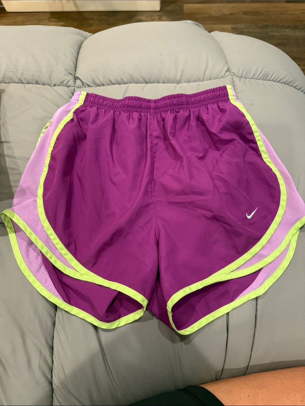 Nike Women’s Purple Athletic Shorts with Lime Trim